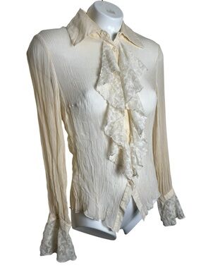 Vintage Silk Sheer Lace Romantic Whimsigoth Blouse